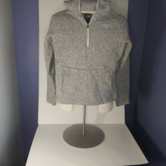 The North Face Heather Knit Hoodie Zip Pullover Kangaroo Pocket Sweater Size SP - Picture 1 of 6